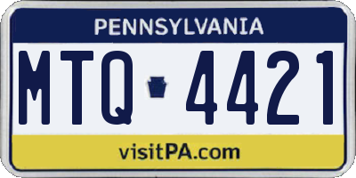 PA license plate MTQ4421