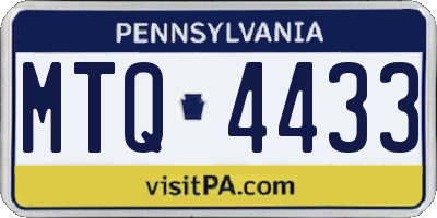 PA license plate MTQ4433