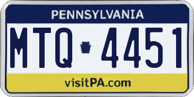 PA license plate MTQ4451