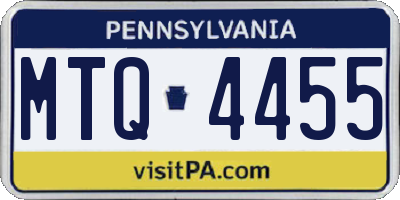 PA license plate MTQ4455