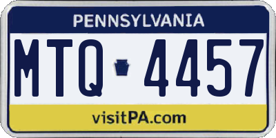 PA license plate MTQ4457