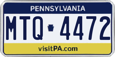 PA license plate MTQ4472