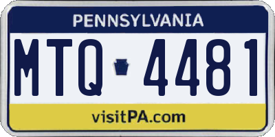 PA license plate MTQ4481