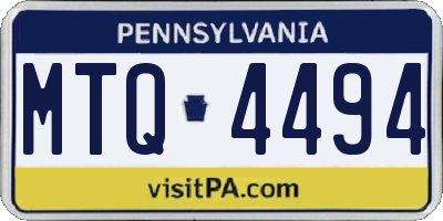 PA license plate MTQ4494