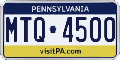 PA license plate MTQ4500