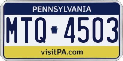 PA license plate MTQ4503