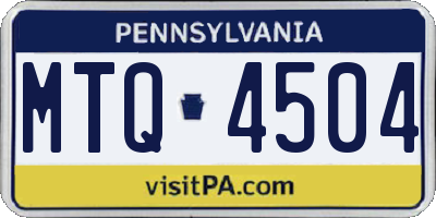 PA license plate MTQ4504