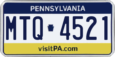 PA license plate MTQ4521