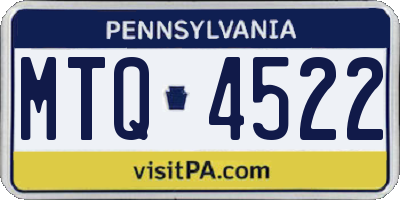 PA license plate MTQ4522