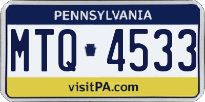 PA license plate MTQ4533