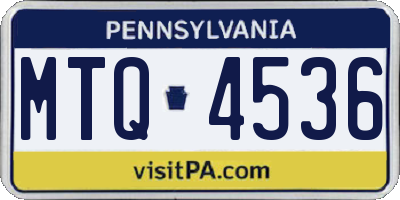 PA license plate MTQ4536