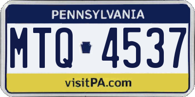 PA license plate MTQ4537