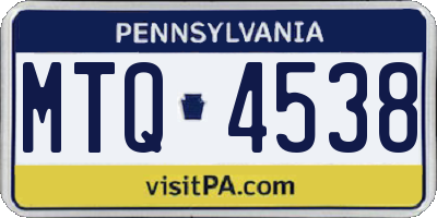 PA license plate MTQ4538