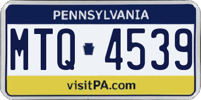 PA license plate MTQ4539
