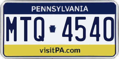 PA license plate MTQ4540