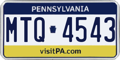 PA license plate MTQ4543