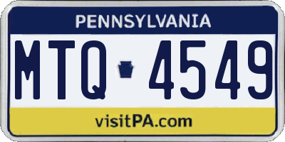 PA license plate MTQ4549