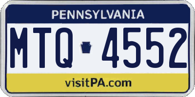 PA license plate MTQ4552