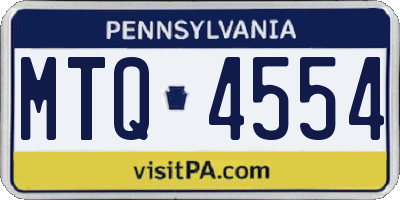 PA license plate MTQ4554