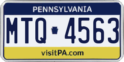 PA license plate MTQ4563