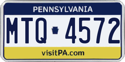 PA license plate MTQ4572