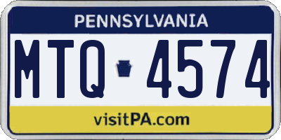 PA license plate MTQ4574