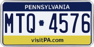 PA license plate MTQ4576