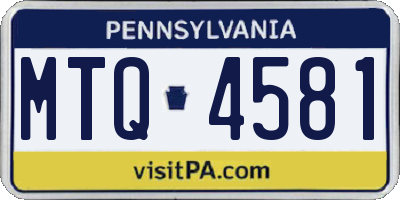 PA license plate MTQ4581