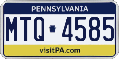 PA license plate MTQ4585