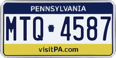 PA license plate MTQ4587