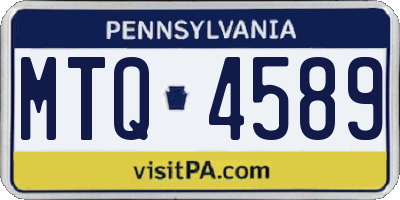 PA license plate MTQ4589