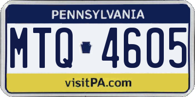PA license plate MTQ4605