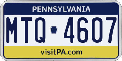 PA license plate MTQ4607