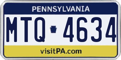 PA license plate MTQ4634