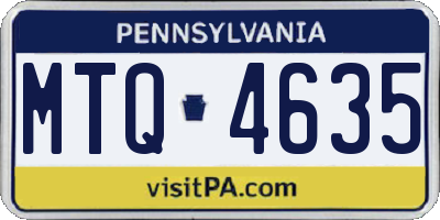 PA license plate MTQ4635