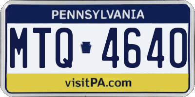 PA license plate MTQ4640