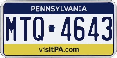 PA license plate MTQ4643