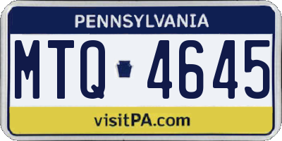 PA license plate MTQ4645