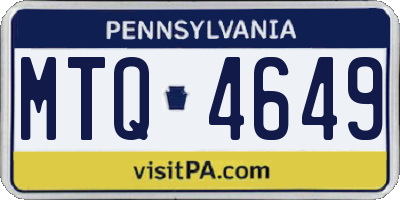 PA license plate MTQ4649