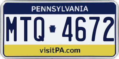 PA license plate MTQ4672