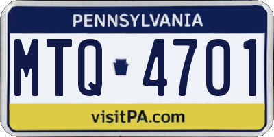 PA license plate MTQ4701