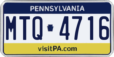 PA license plate MTQ4716