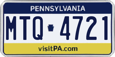 PA license plate MTQ4721