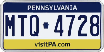 PA license plate MTQ4728