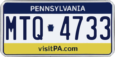 PA license plate MTQ4733