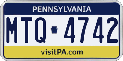 PA license plate MTQ4742
