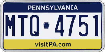PA license plate MTQ4751