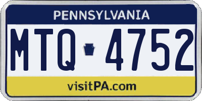PA license plate MTQ4752