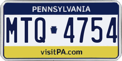 PA license plate MTQ4754