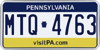 PA license plate MTQ4763